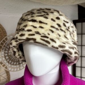 D&Y Leopard Print Faux Fur Hat
